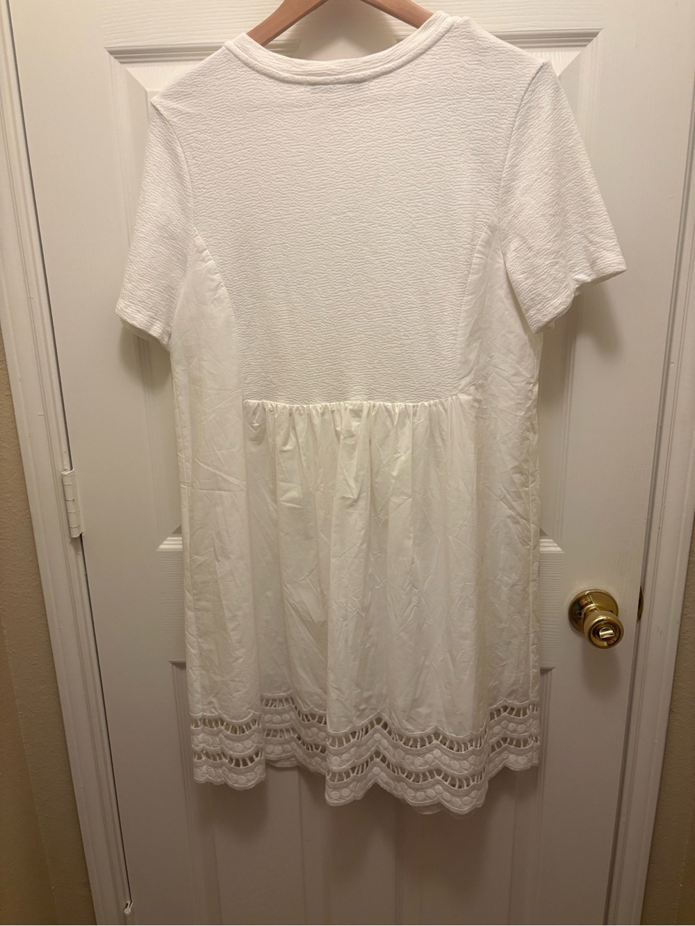 English Factory White Midi Dress with Lace Hem size Large